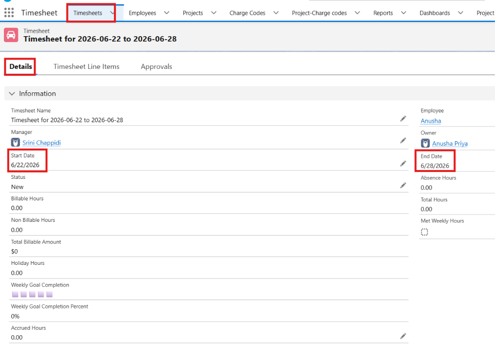 Weekly Timesheets Auto-created
