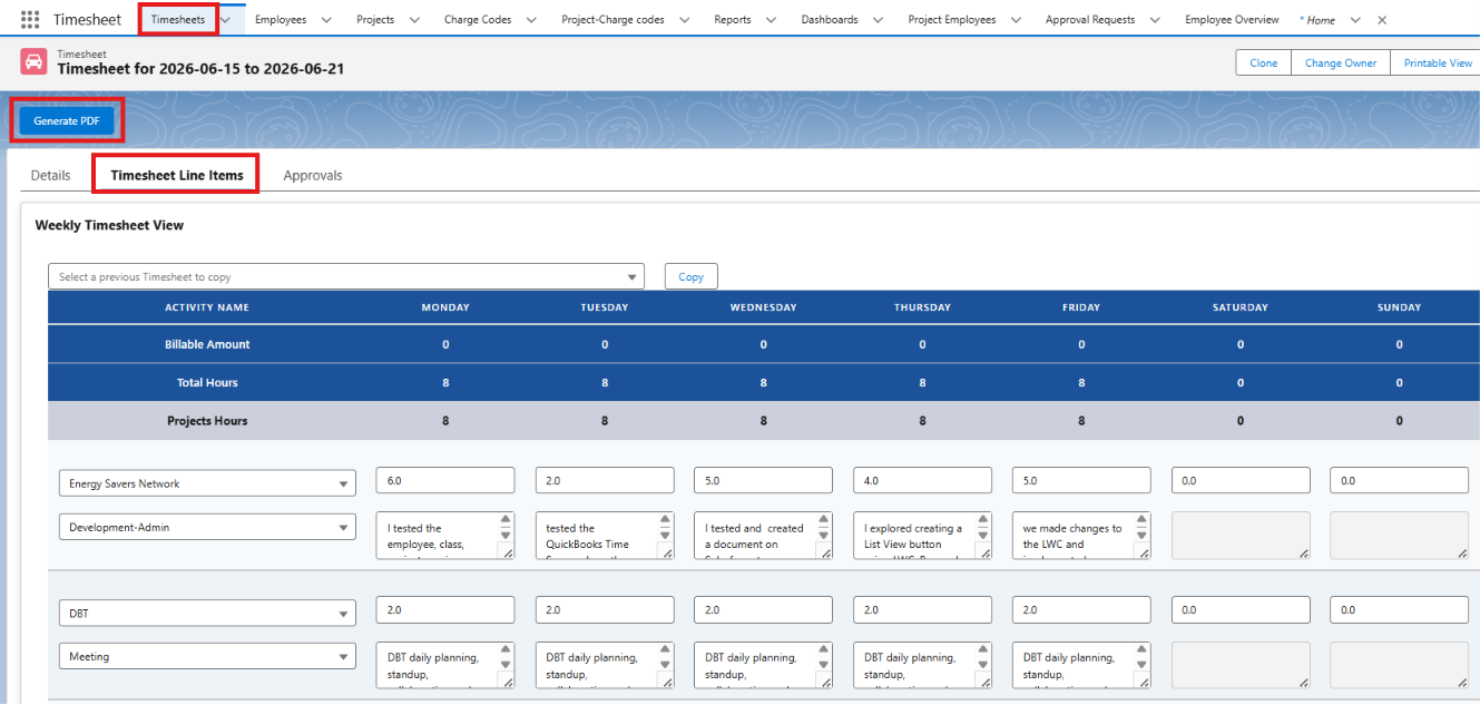 Timesheet Entry on Mobile