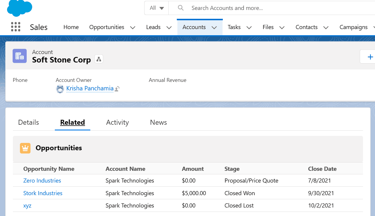 Display all Opportunities Related to a Competitor Account